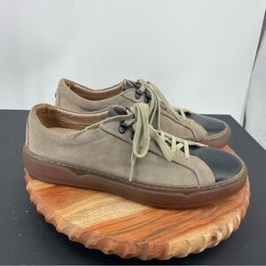 TCG Kennedy low top sneakers, Taupe‎ with black toe leather Sz 11